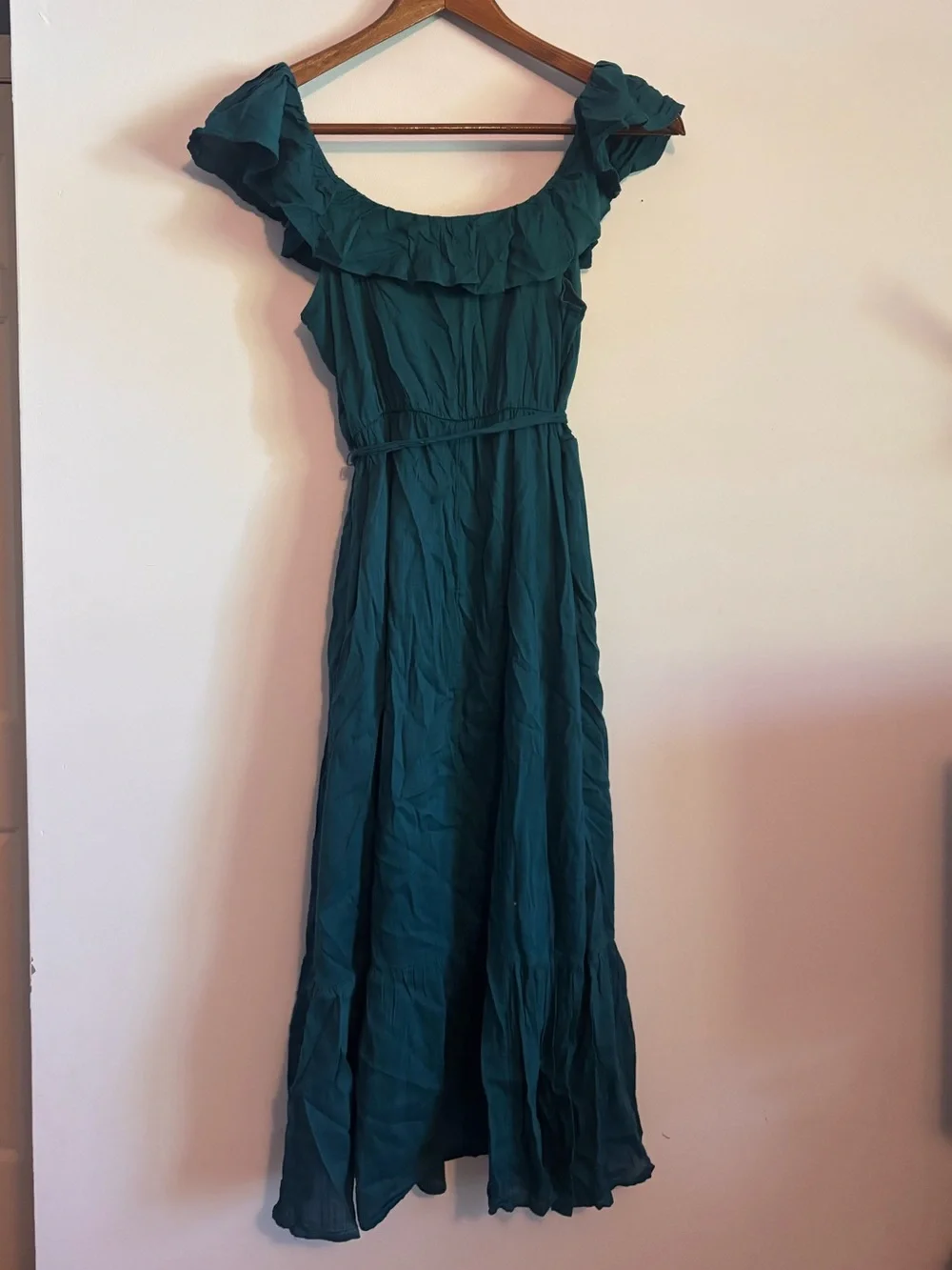 Old Navy Teal Green Cami Ruffled Tie Waist Casual Midi/Maxi Dress - Picture 7 of 7